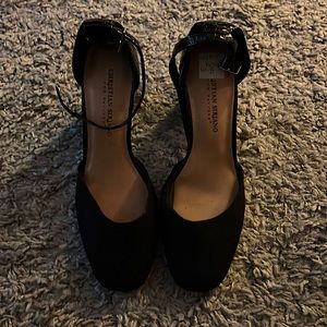 NWOT Christian Siriano sz 8 Ankle strap black snake skin heels